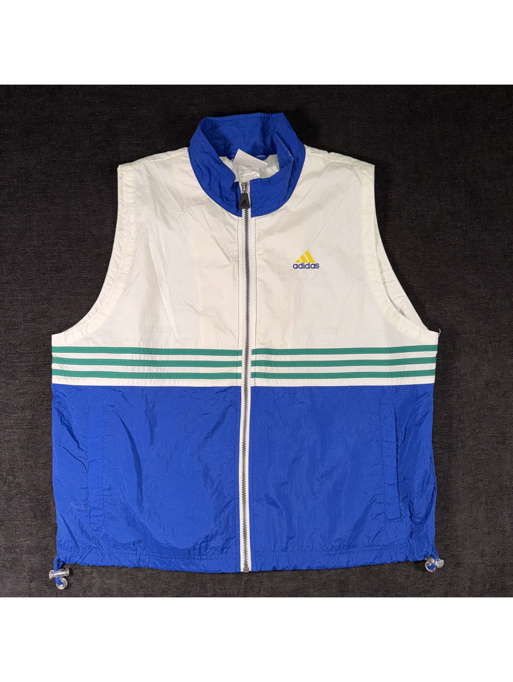Vintage Adidas Sleeveless Windbreaker Vest Blue White Size Large